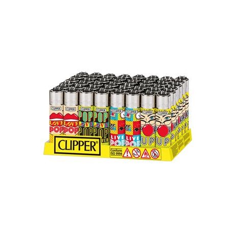 ACCENDINO CLIPPER LARGE POP ART - SCATOLA INTERA DA 48 PEZZI